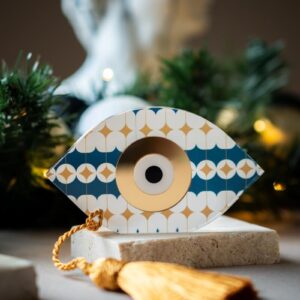 Επιτραπέζιο γούρι μάτι μπλε & χρυσό